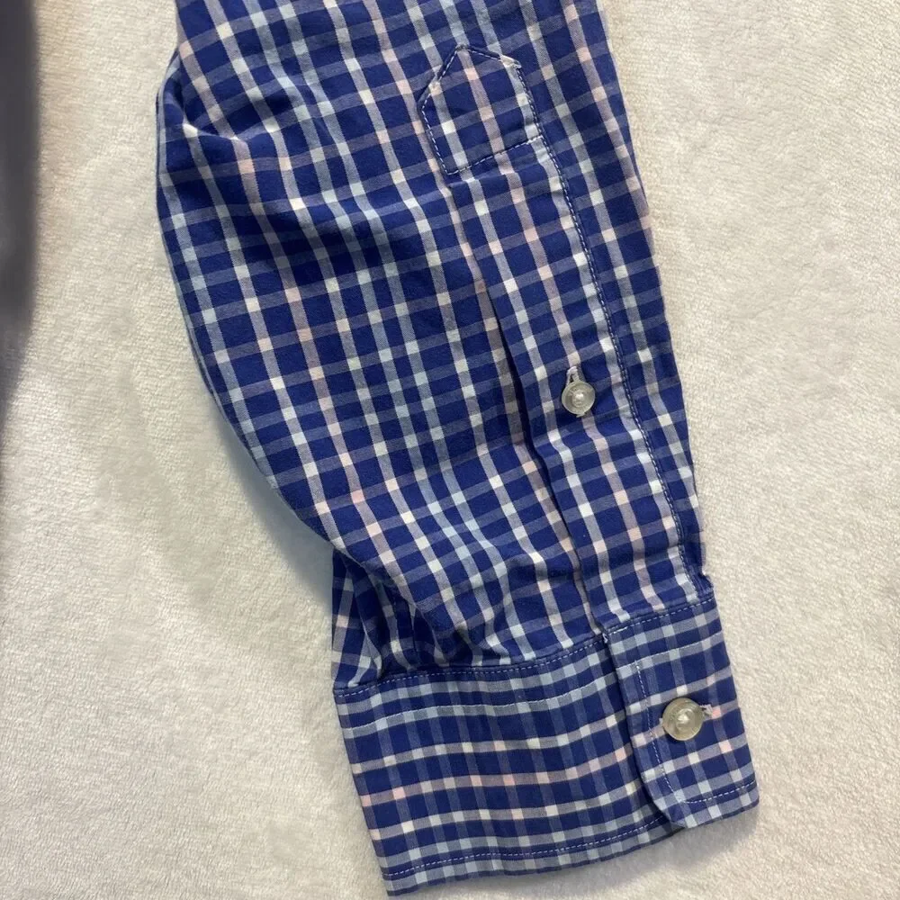 Vineyard Vines Men's Plaid Whale Shirt Button Down Pink Blue Size Large Preppy